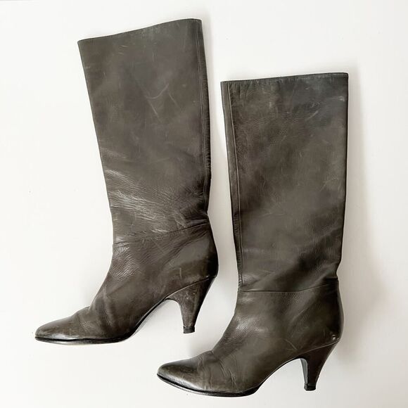 Vintage Sigerson‎ Morrison knee-high boots green butter soft leather size 5.5 - Picture 1 of 8